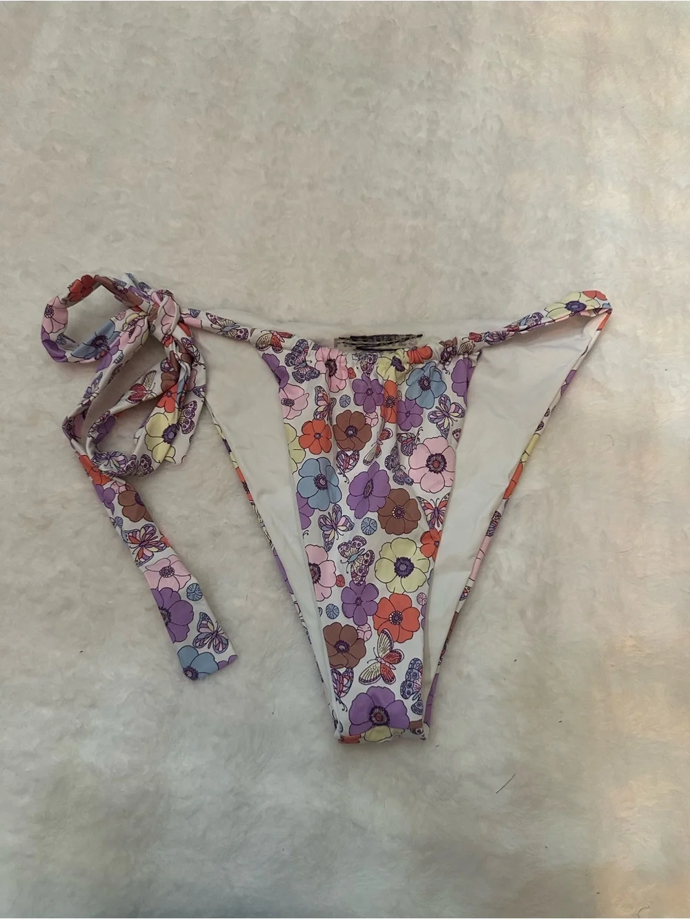 New! Frankie's Bikinis Multicolor Floral Side Tie Bikini Bottom 39118